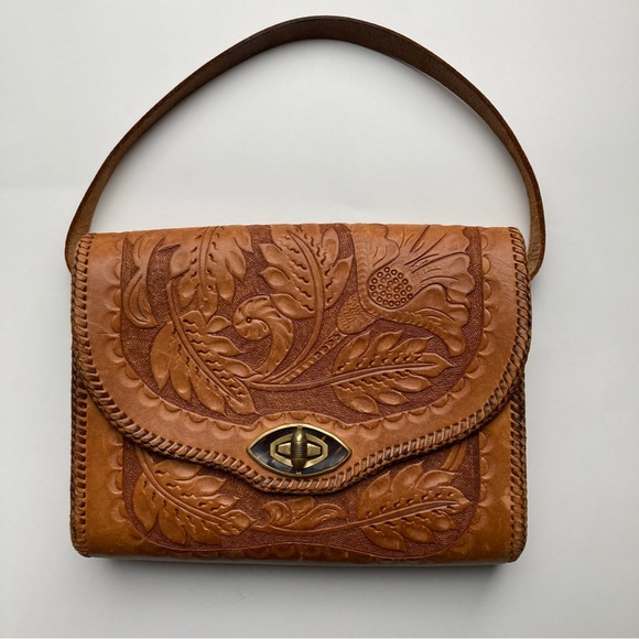 Handbags - Vintage Hand Tooled Leather Shoulder Bag